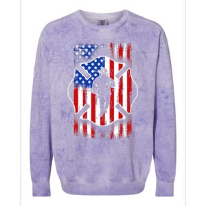 American Flag Firefighter USA United States Badge Colorblast Crewneck Sweatshirt