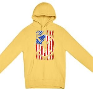 American Flag Firefighter USA United States Badge Premium Pullover Hoodie