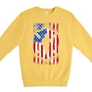 American Flag Firefighter USA United States Badge Premium Crewneck Sweatshirt