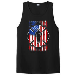 American Flag Firefighter USA United States Badge PosiCharge Competitor Tank