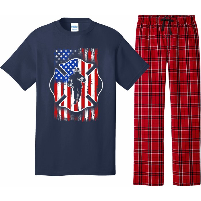 American Flag Firefighter USA United States Badge Pajama Set