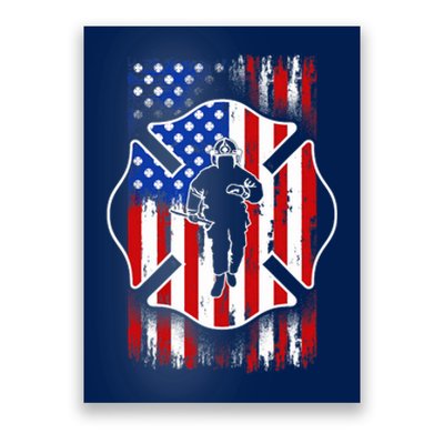 American Flag Firefighter USA United States Badge Poster