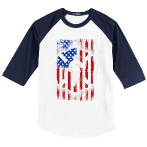 American Flag Firefighter USA United States Badge Baseball Sleeve Shirt