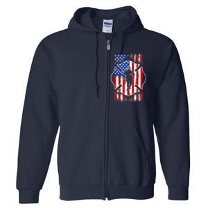 American Flag Firefighter USA United States Badge Full Zip Hoodie