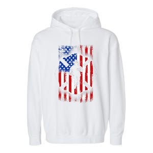 American Flag Firefighter USA United States Badge Garment-Dyed Fleece Hoodie