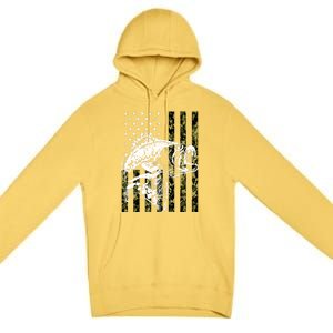 American Flag Fish Bass Fish Fisherman Funny Fishing Camouflagegift Premium Pullover Hoodie