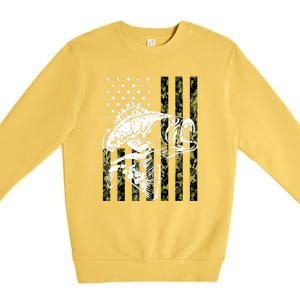 American Flag Fish Bass Fish Fisherman Funny Fishing Camouflagegift Premium Crewneck Sweatshirt