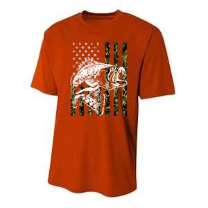 American Flag Fish Bass Fish Fisherman Funny Fishing Camouflagegift Performance Sprint T-Shirt