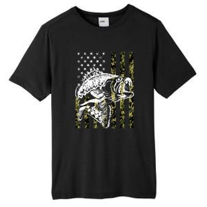 American Flag Fish Bass Fish Fisherman Funny Fishing Camouflagegift Tall Fusion ChromaSoft Performance T-Shirt