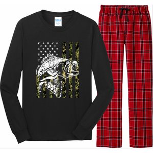 American Flag Fish Bass Fish Fisherman Funny Fishing Camouflagegift Long Sleeve Pajama Set