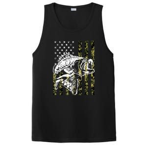 American Flag Fish Bass Fish Fisherman Funny Fishing Camouflagegift PosiCharge Competitor Tank