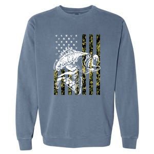 American Flag Fish Bass Fish Fisherman Funny Fishing Camouflagegift Garment-Dyed Sweatshirt