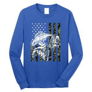 American Flag Fish Bass Fish Fisherman Funny Fishing Camouflagegift Long Sleeve Shirt