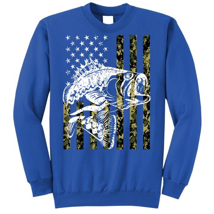 American Flag Fish Bass Fish Fisherman Funny Fishing Camouflagegift Sweatshirt