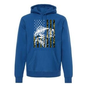 American Flag Fish Bass Fish Fisherman Funny Fishing Camouflagegift Premium Hoodie