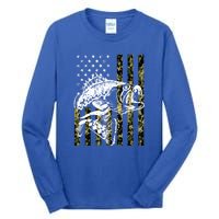 American Flag Fish Bass Fish Fisherman Funny Fishing Camouflagegift Tall Long Sleeve T-Shirt