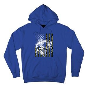 American Flag Fish Bass Fish Fisherman Funny Fishing Camouflagegift Tall Hoodie