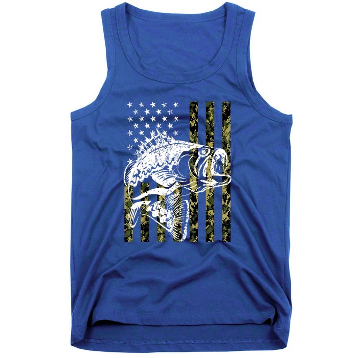 American Flag Fish Bass Fish Fisherman Funny Fishing Camouflagegift Tank Top