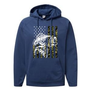 American Flag Fish Bass Fish Fisherman Funny Fishing Camouflagegift Performance Fleece Hoodie