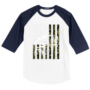 American Flag Fish Bass Fish Fisherman Funny Fishing Camouflagegift Baseball Sleeve Shirt