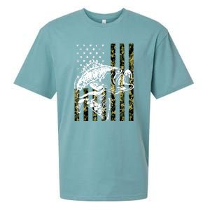 American Flag Fish Bass Fish Fisherman Funny Fishing Camouflagegift Sueded Cloud Jersey T-Shirt