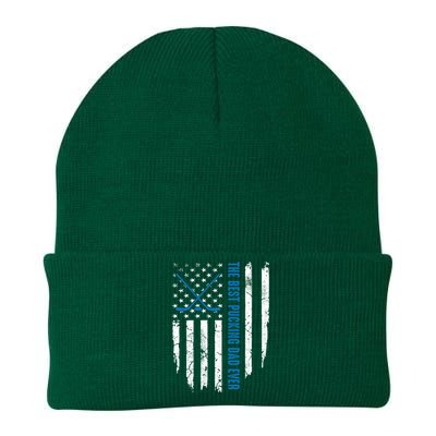 American Flag Funny The Best Pucking Dad Ever Ice Hockey Great Gift Knit Cap Winter Beanie