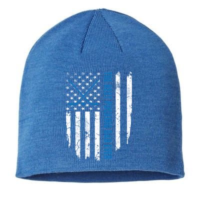 American Flag Funny The Best Pucking Dad Ever Ice Hockey Great Gift Sustainable Beanie