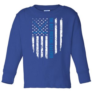 American Flag Funny The Best Pucking Dad Ever Ice Hockey Great Gift Toddler Long Sleeve Shirt