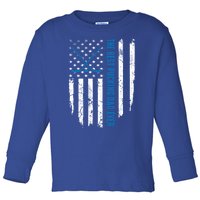 American Flag Funny The Best Pucking Dad Ever Ice Hockey Great Gift Toddler Long Sleeve Shirt