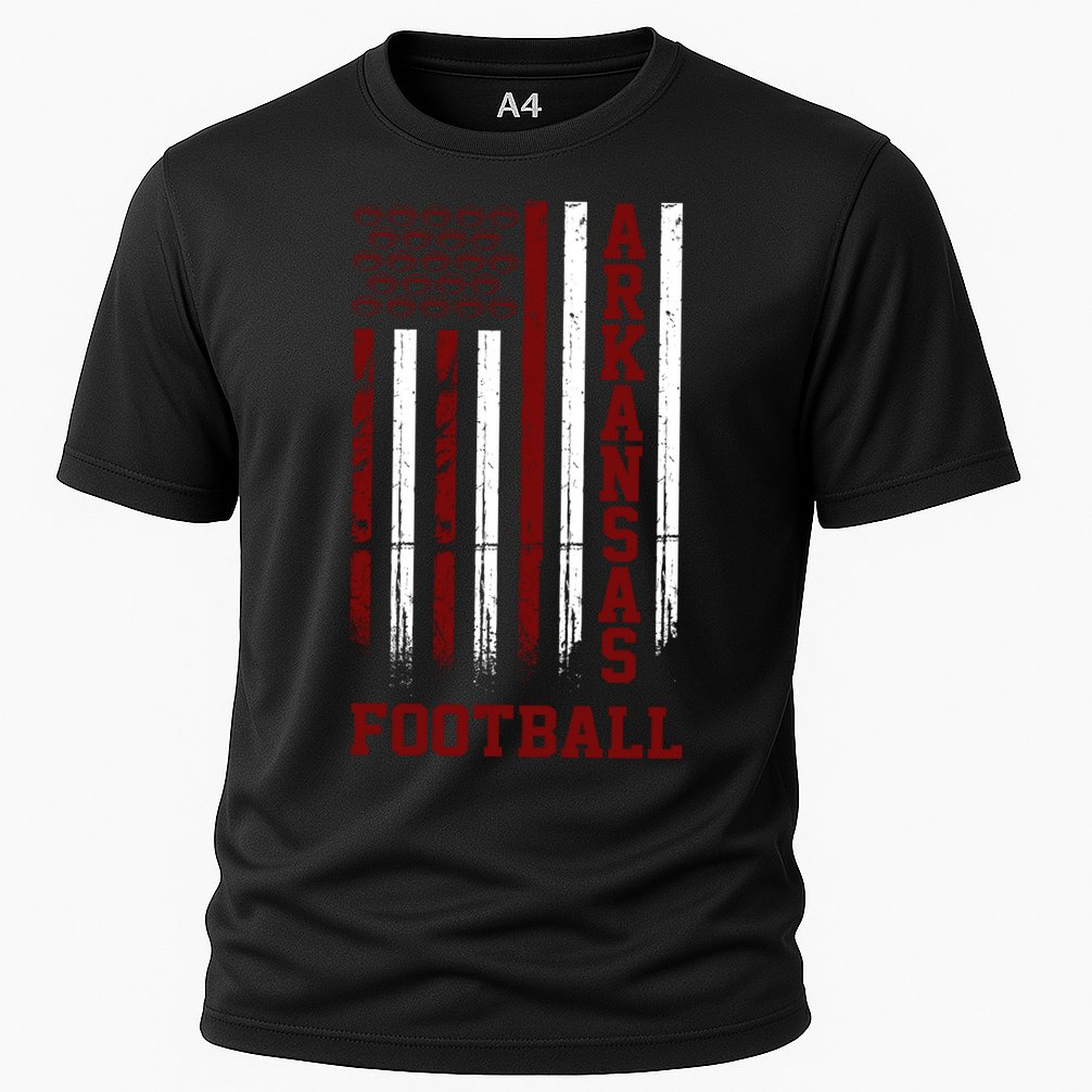 Arkansas Football Fan American Flag Cooling Performance Crew T-Shirt