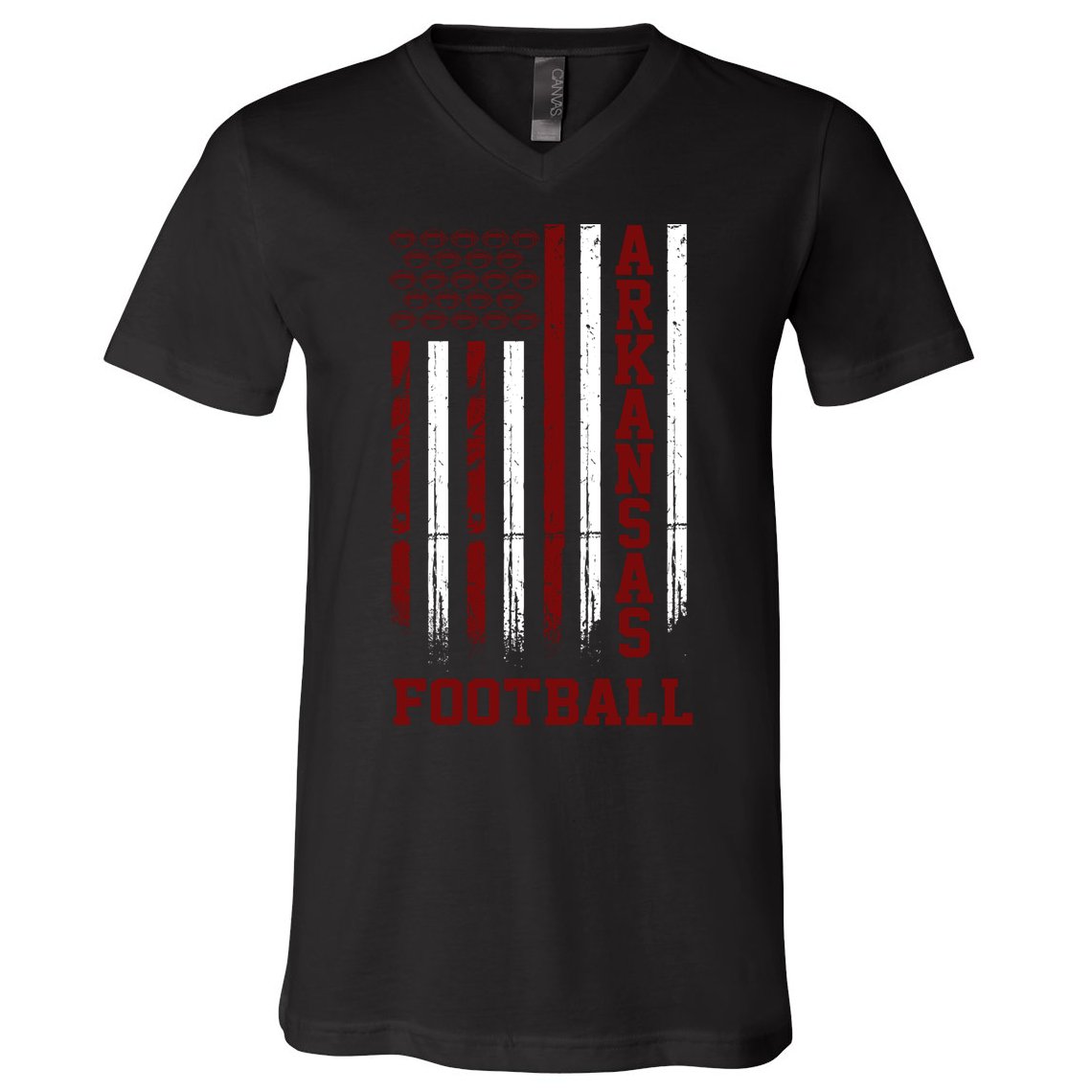 Arkansas Football Fan American Flag V-Neck T-Shirt