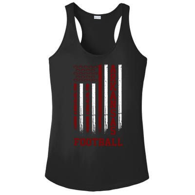 Arkansas Football Fan American Flag Ladies PosiCharge Competitor Racerback Tank