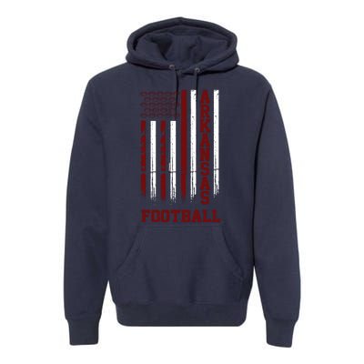 Arkansas Football Fan American Flag Premium Hoodie