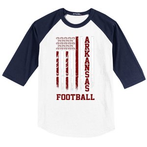 Arkansas Football Fan American Flag Baseball Sleeve Shirt