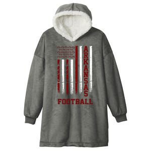 Arkansas Football Fan American Flag Hooded Wearable Blanket