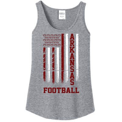 Arkansas Football Fan American Flag Ladies Essential Tank