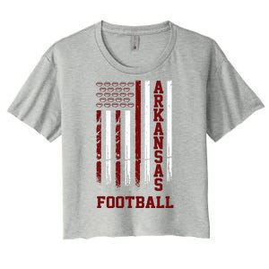 Arkansas Football Fan American Flag Women's Crop Top Tee