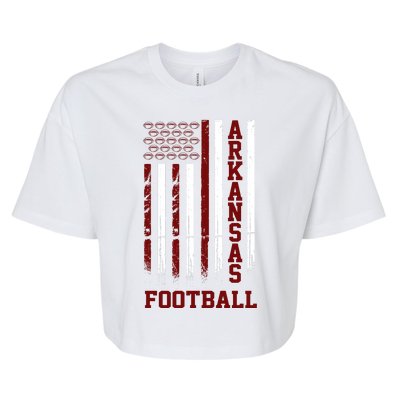 Arkansas Football Fan American Flag Bella+Canvas Jersey Crop Tee