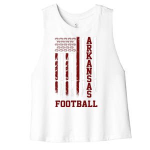 Arkansas Football Fan American Flag Women's Racerback Cropped Tank