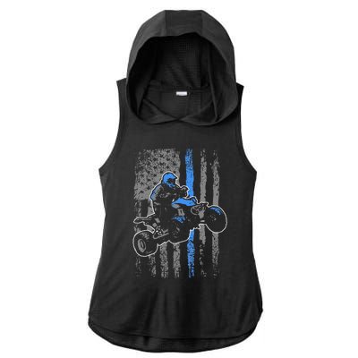 American Flag Four Wheeler Quad Men ATV Riding Gift Ladies PosiCharge Tri-Blend Wicking Draft Hoodie Tank