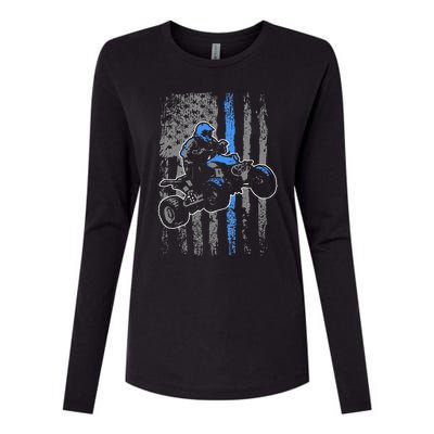 American Flag Four Wheeler Quad Men ATV Riding Gift Womens Cotton Relaxed Long Sleeve T-Shirt