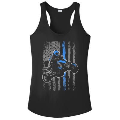 American Flag Four Wheeler Quad Men ATV Riding Gift Ladies PosiCharge Competitor Racerback Tank