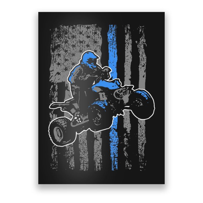 American Flag Four Wheeler Quad Men ATV Riding Gift Poster