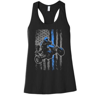 American Flag Four Wheeler Quad Men ATV Riding Gift Women's Racerback Tank