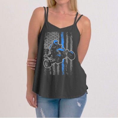 American Flag Four Wheeler Quad Men ATV Riding Gift Women's Strappy Tank