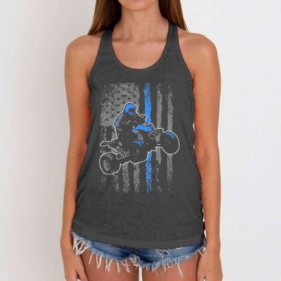 American Flag Four Wheeler Quad Men ATV Riding Gift Women's Knotted Racerback Tank