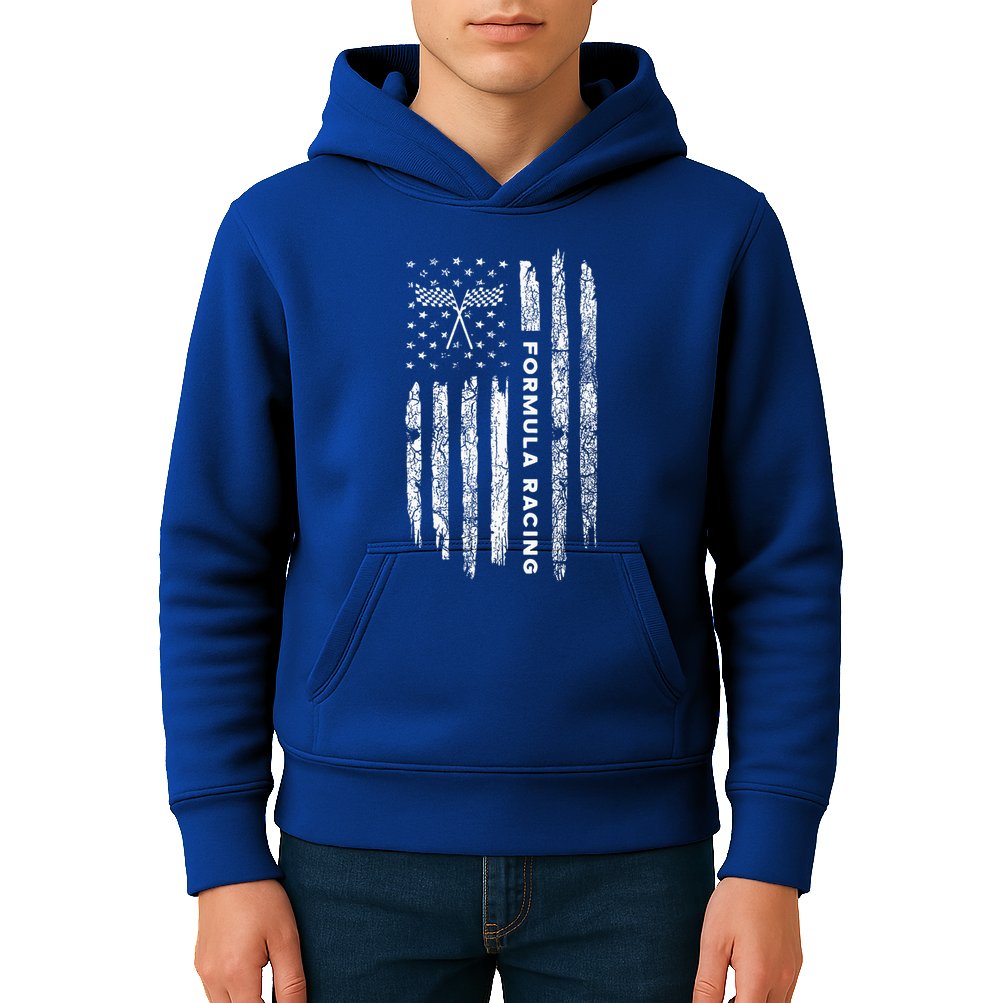 American Flag Formula Racing Kids Hoodie