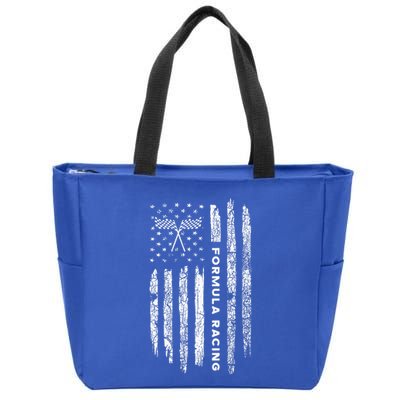 American Flag Formula Racing Zip Tote Bag