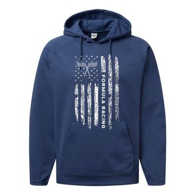 American Flag Formula Racing Performance Fleece Hoodie