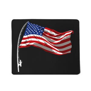 American Flag Fishing Rod 4th Of July Patriotic Fisherman Mousepad